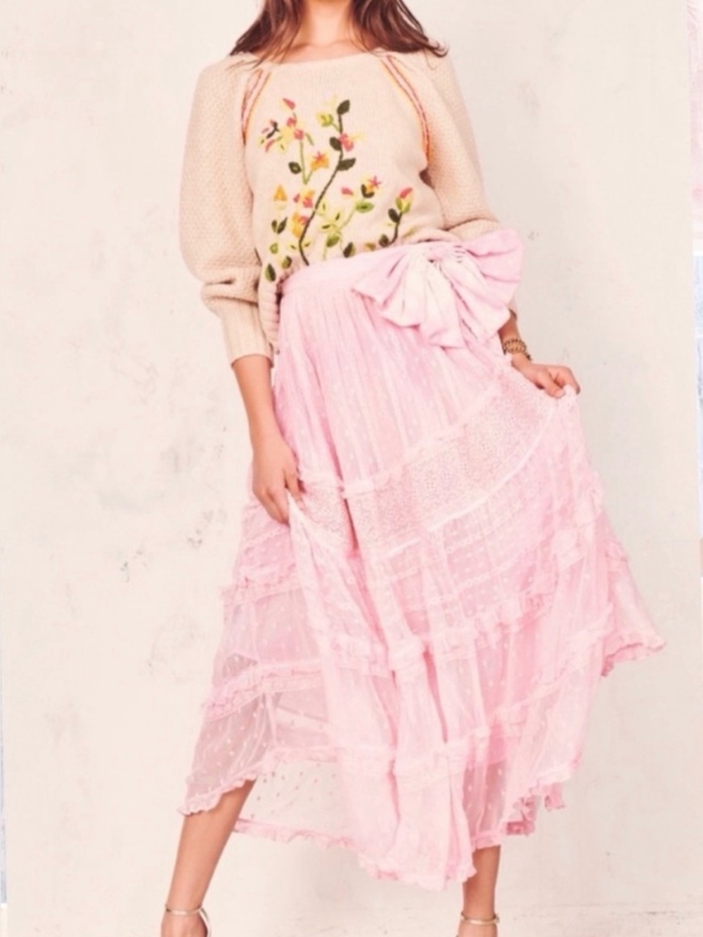 Loveshackfancy Coleman Skirt Pink Fizz Small